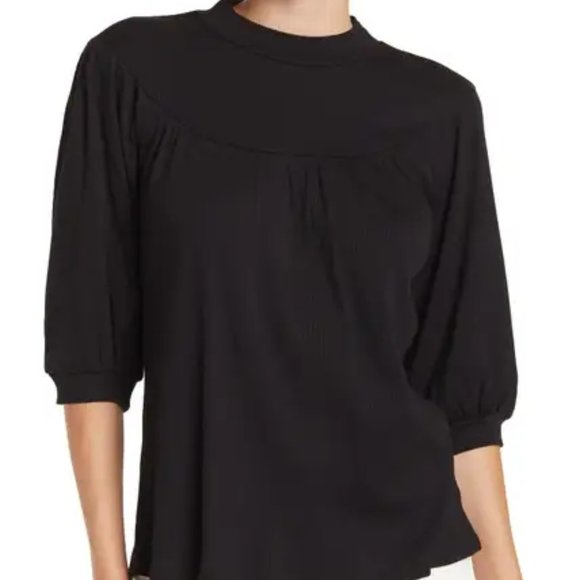 W5 Concepts Drama 3/4 Sleeve Top, Black Small - Picture 1 of 4